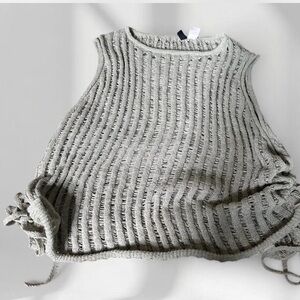 H&M Open-Knit Sleeveless Tank in Sage Green